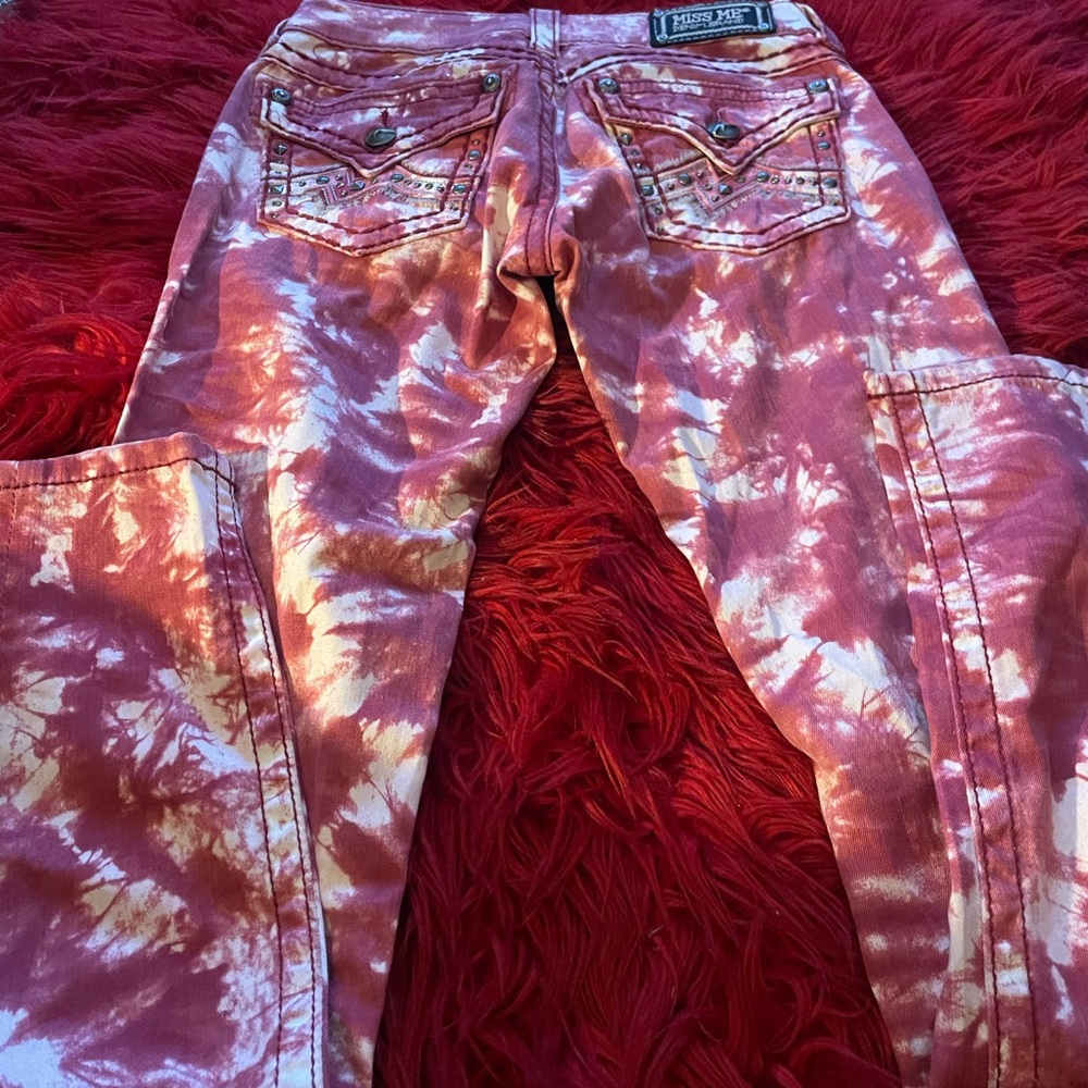 Miss Me Red Tie-Dye Denim